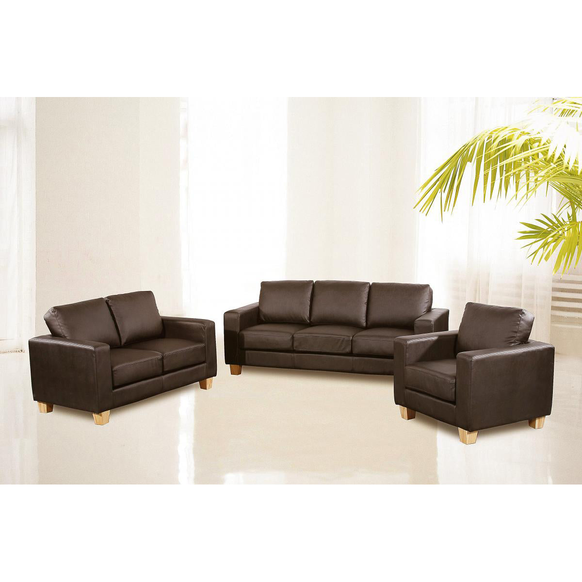 Chesterfield 3 Seater Sofa PU - Brown
