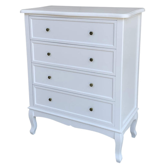 Chloe Chest 4 Drawer Wide - White