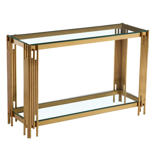 Cleveland Clear Glass Console Table - Gold