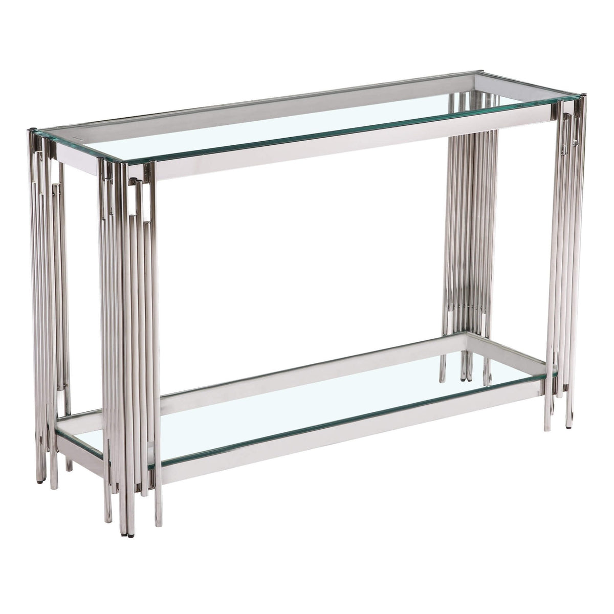 Cleveland Clear Glass Console Table - Silver