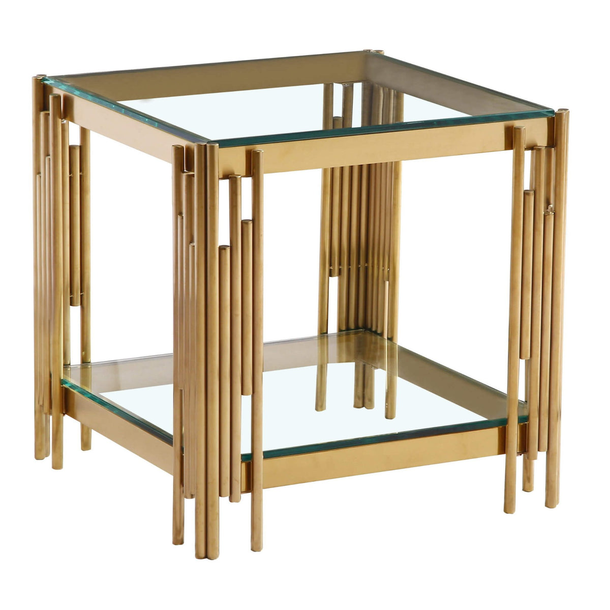 Cleveland Clear Glass Lamp Table - Gold