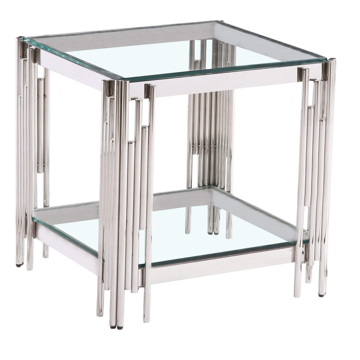Cleveland Clear Glass Lamp Table - Silver