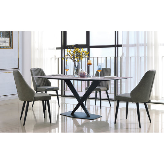 Crete PU Dining Chair with Black Metal Legs (Set of 2)