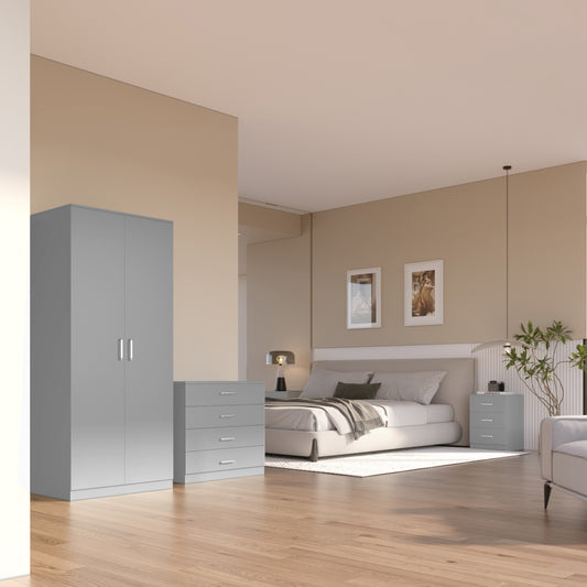 Dakota 2 Door Wardrobe Bedroom Set - Light Grey
