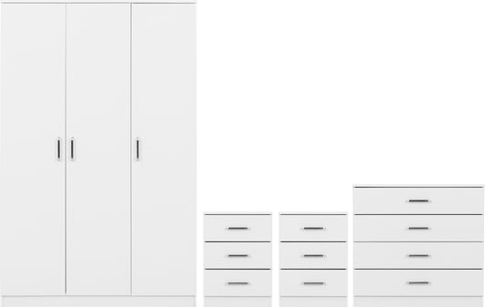 Dakota 3 Door Wardrobe Bedroom Set - White