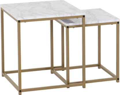 Dallas Nest of 2 Tables - Marble/Gold Effect