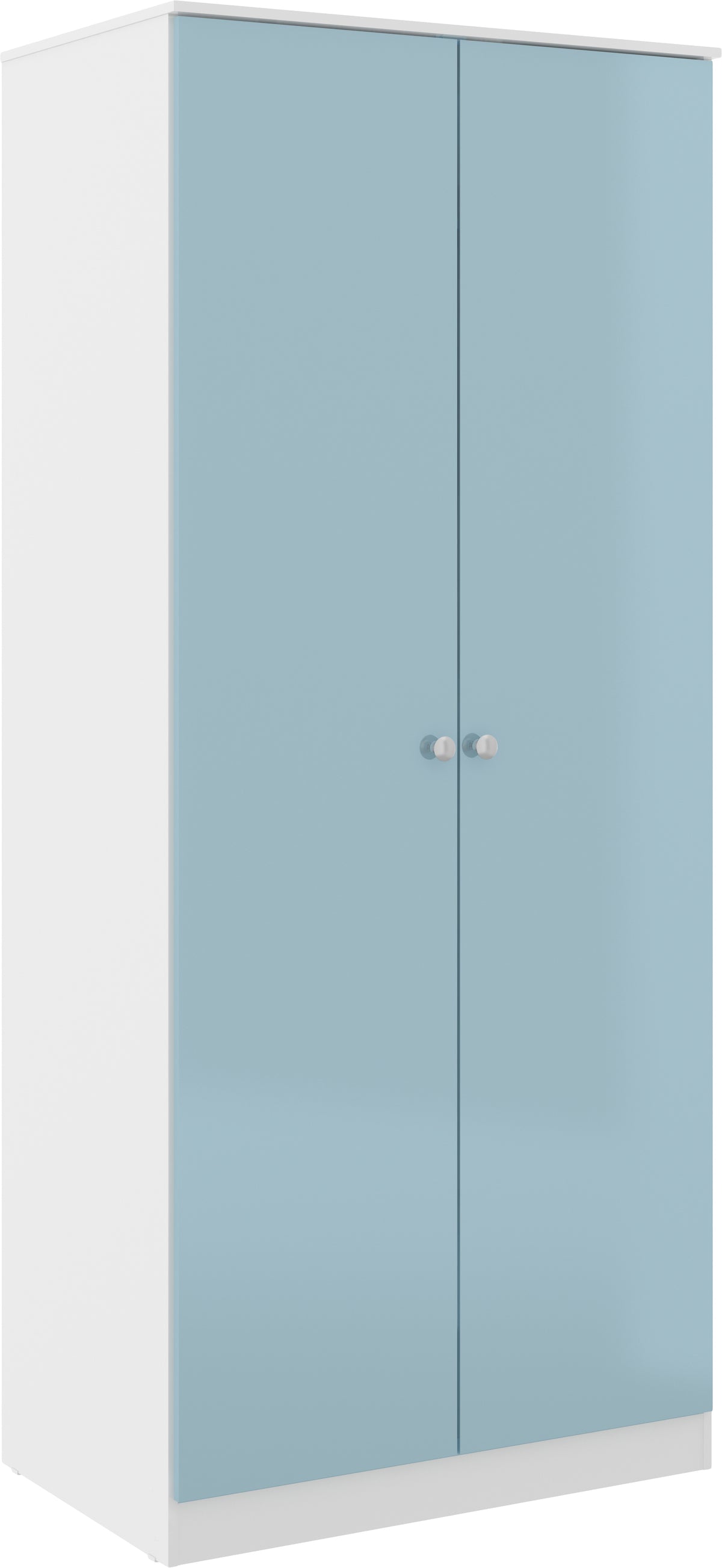 Denver 2 Door Wardrobe - White/Blue Gloss