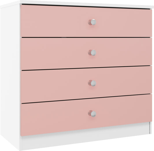 Denver 4 Drawer Chest - White/Pink Gloss