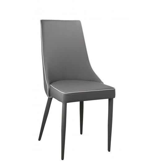 Daisy PU Chair with Black Metal Legs (4s) - Grey (Set of 4)