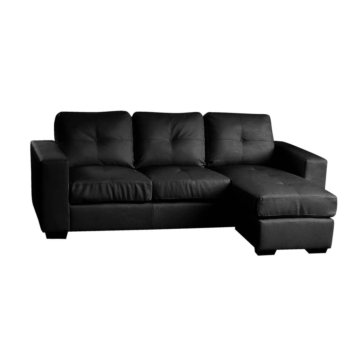Diego Chaise Sofa Full Bonded Leather - Black