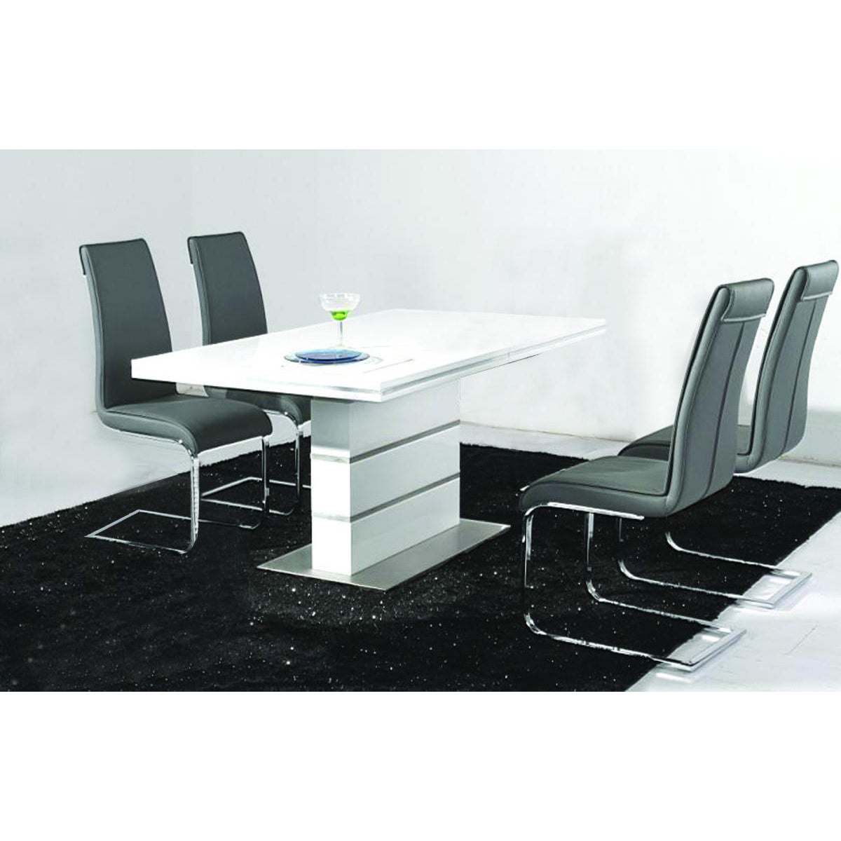 Dolores PU Dining Chair Chrome - White (Set of 4)