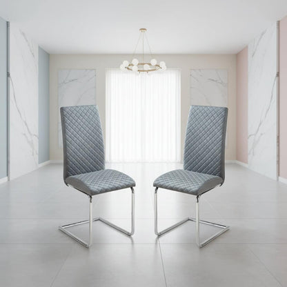 Dresden PU Chairs Chrome & Grey (2s) (Set of 2)