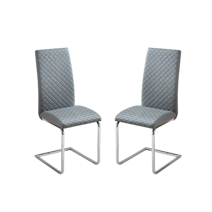 Dresden PU Chairs Chrome & Grey (2s) (Set of 2)