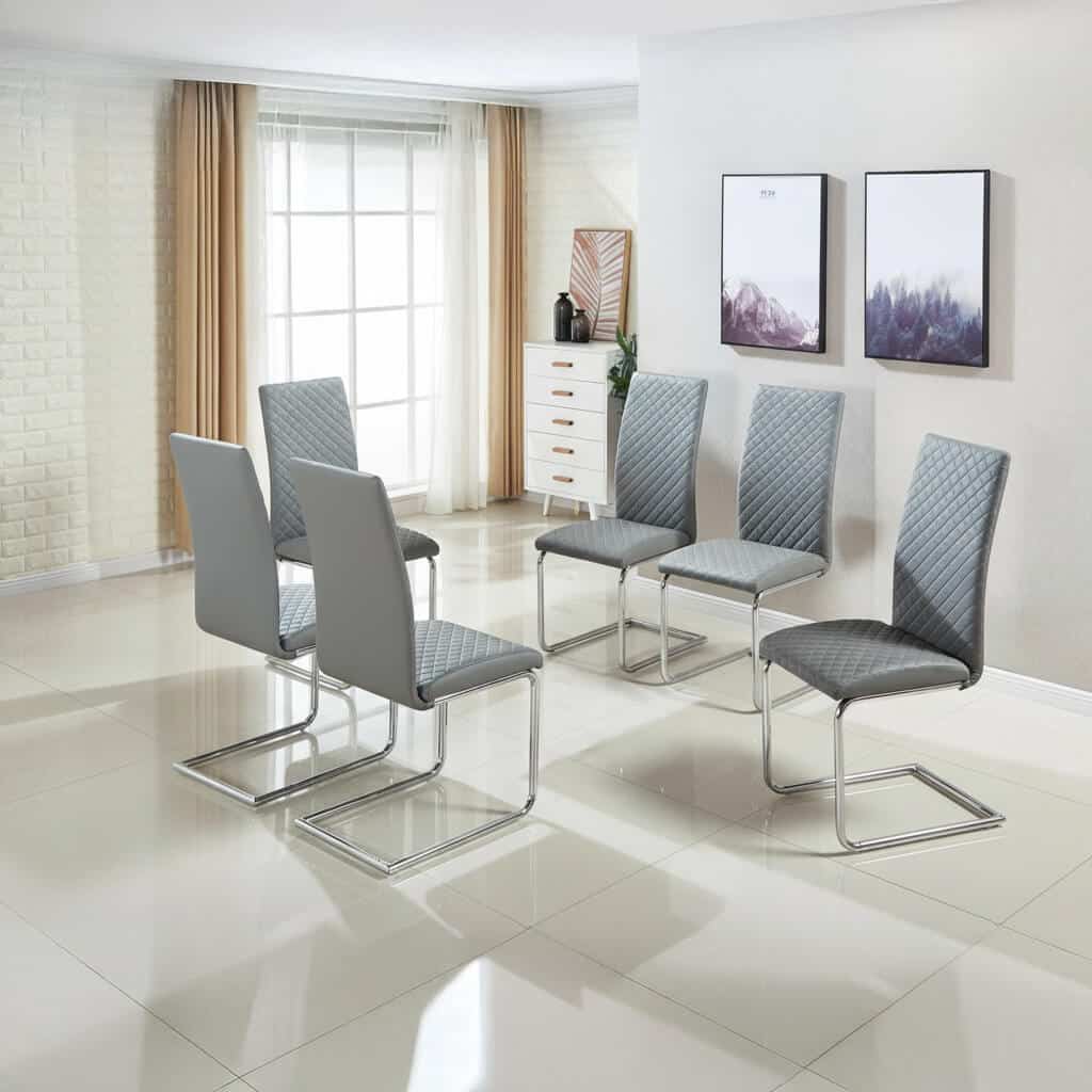 Dresden PU Chairs Chrome & Grey (2s) (Set of 2)