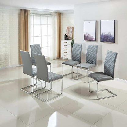 Dresden PU Chairs Chrome & Grey (2s) (Set of 2)