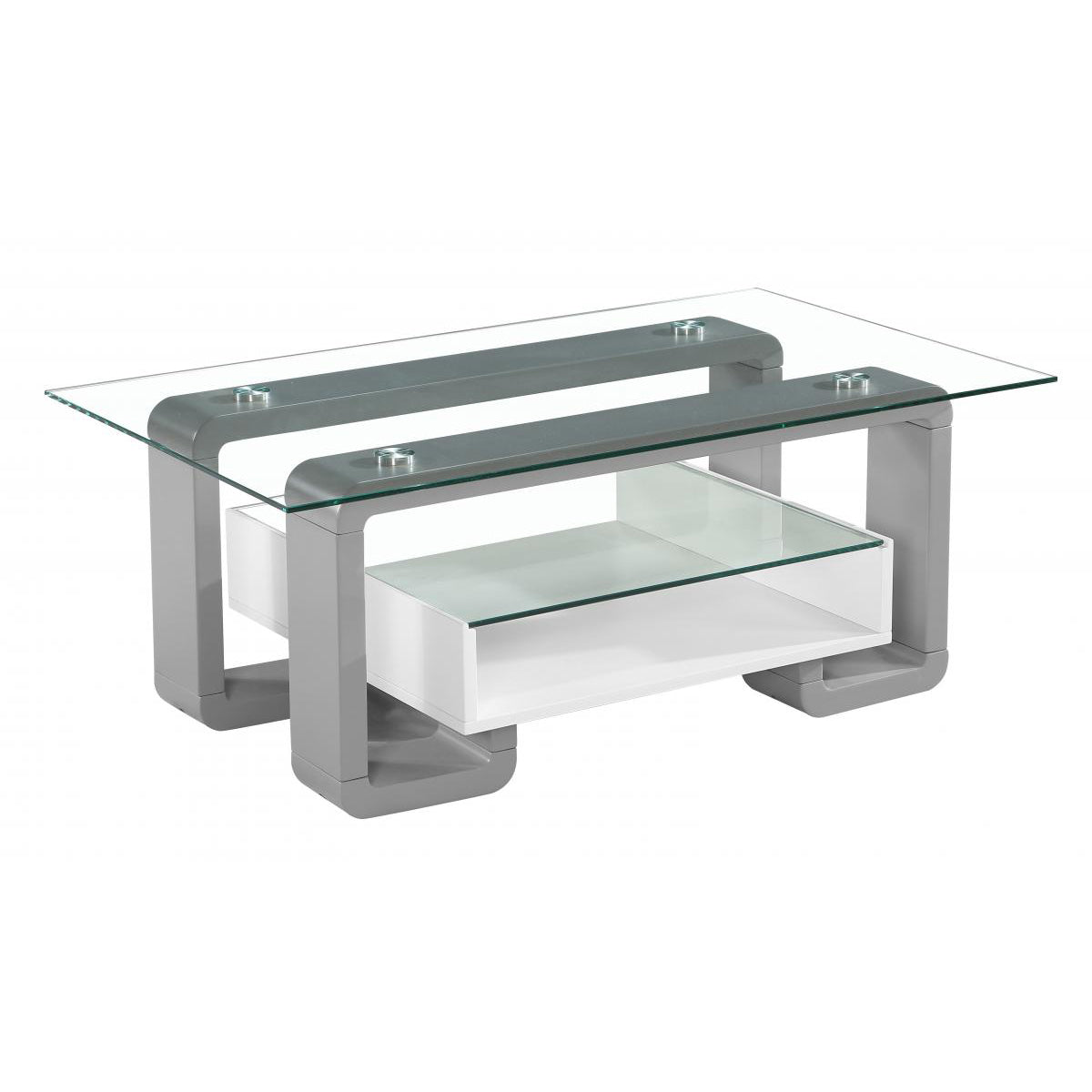 Eiffel Coffee Table with White & Grey High Gloss - White &amp; Grey
