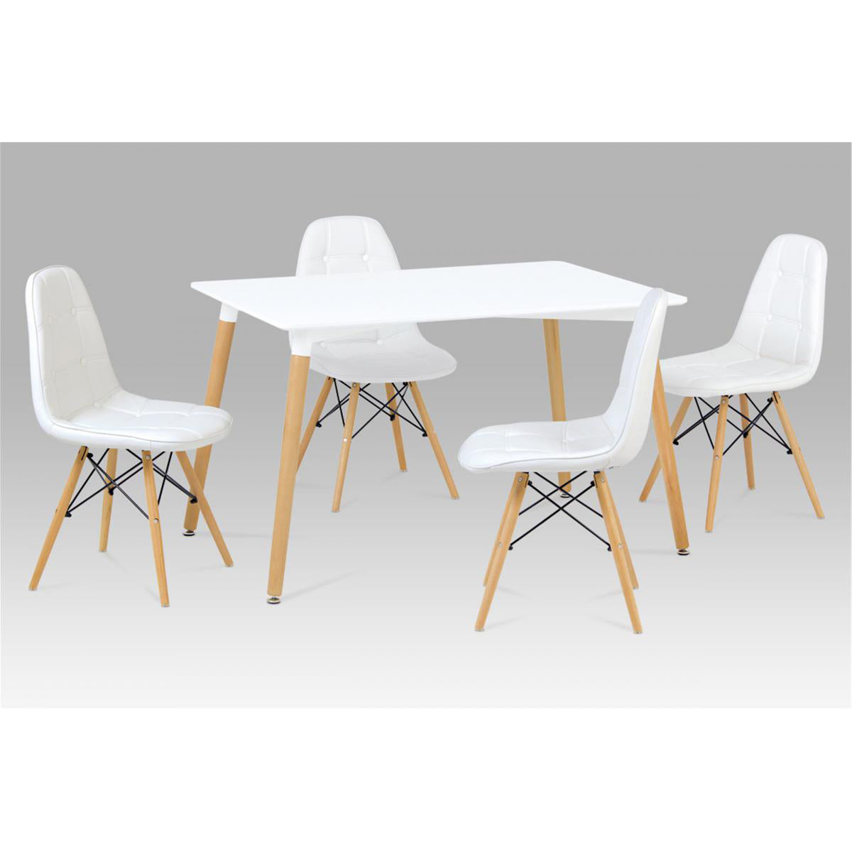 Emery PU Chairs with Solid Beech Legs White (4s) (Set of 4)