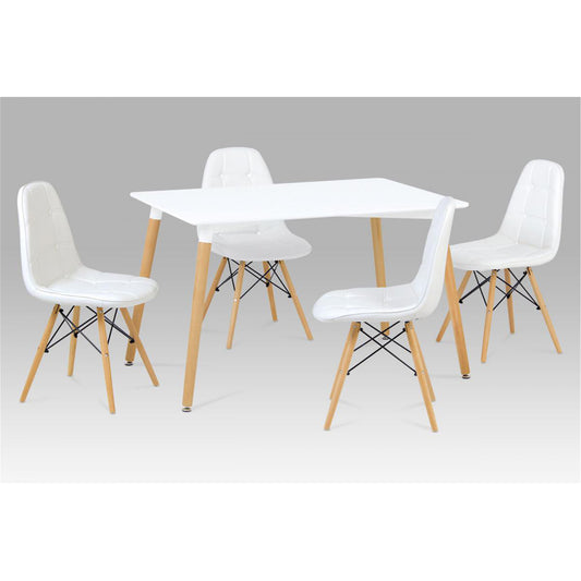 Emery PU Chairs with Solid Beech Legs White (4s) (Set of 4)
