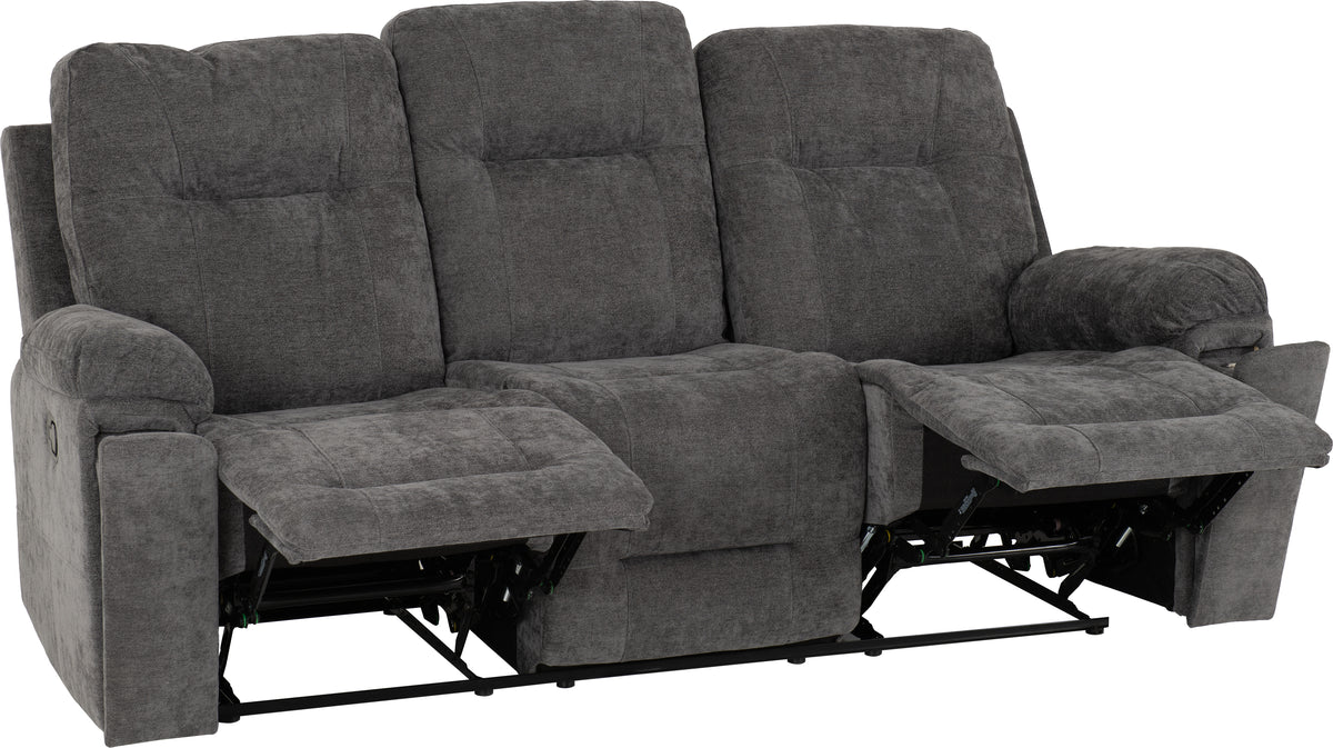 Guildford 3 Seater Recliner Sofa - Grey Fabric
