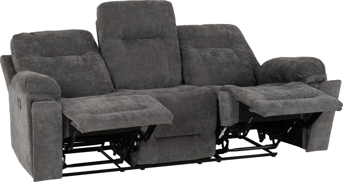 Guildford 3 Seater Recliner Sofa - Grey Fabric