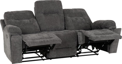 Guildford 3 Seater Recliner Sofa - Grey Fabric