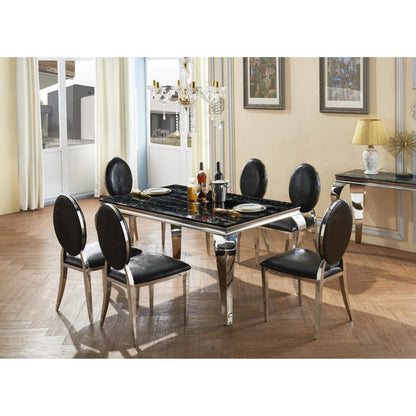 Arriana Dining Chair Stainless Steel & PU Black (Set of 2)