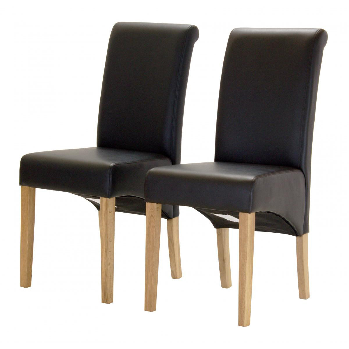 Havana PU Chair with Oak Legs - Brown (Set of 2)