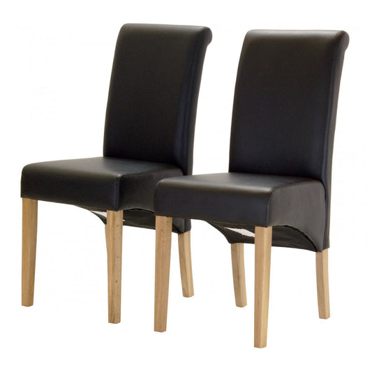 Havana PU Chair with Oak Legs - Brown (Set of 2)