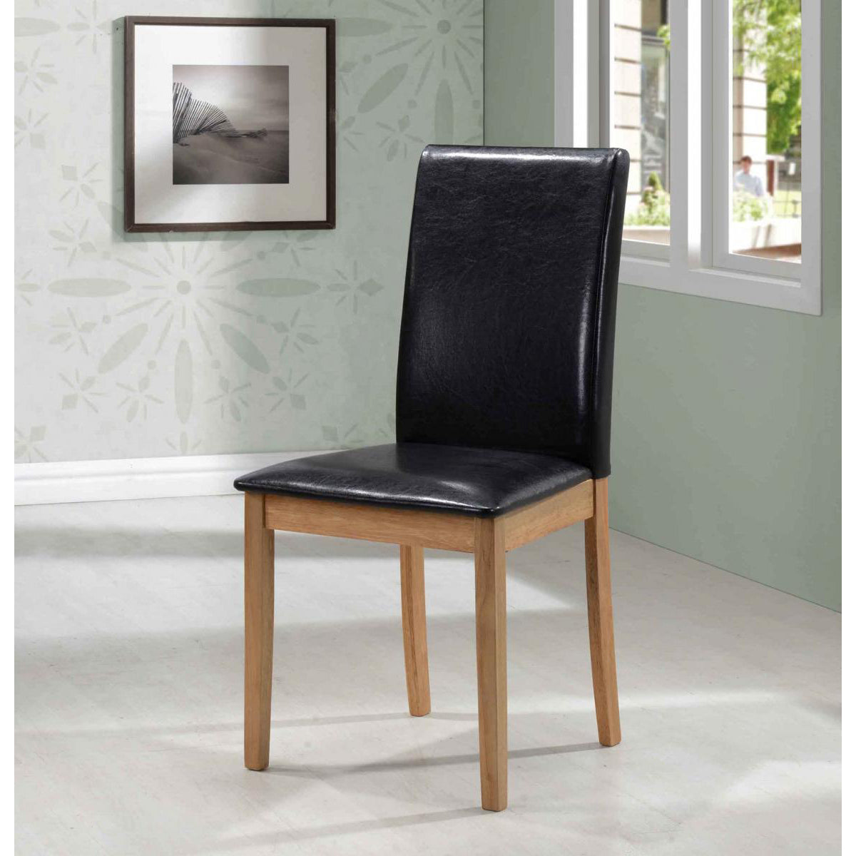 Healey PU Solid Rubberwood Chair - Brown (Set of 2)