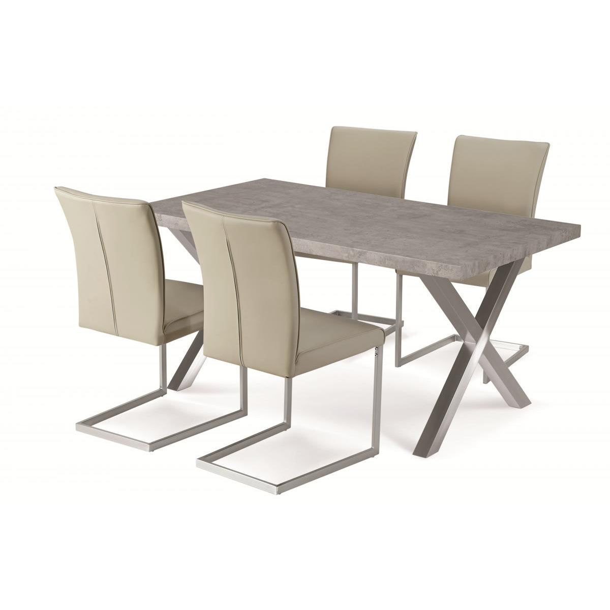 Helix PU Chairs Beige & Stainless Steel (2s) (Set of 2)