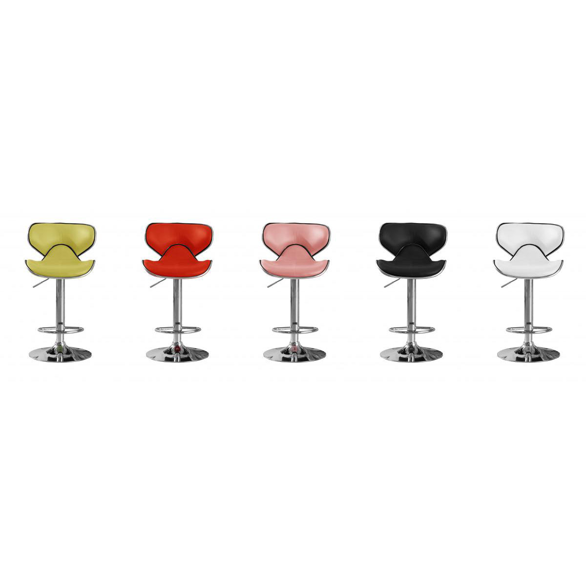 Hillside Bar Stool PU Chrome (2s) - Pink (Set of 2)