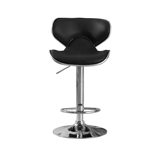 Hillside Bar Stool PU Chrome (2s) - Black (Set of 2)