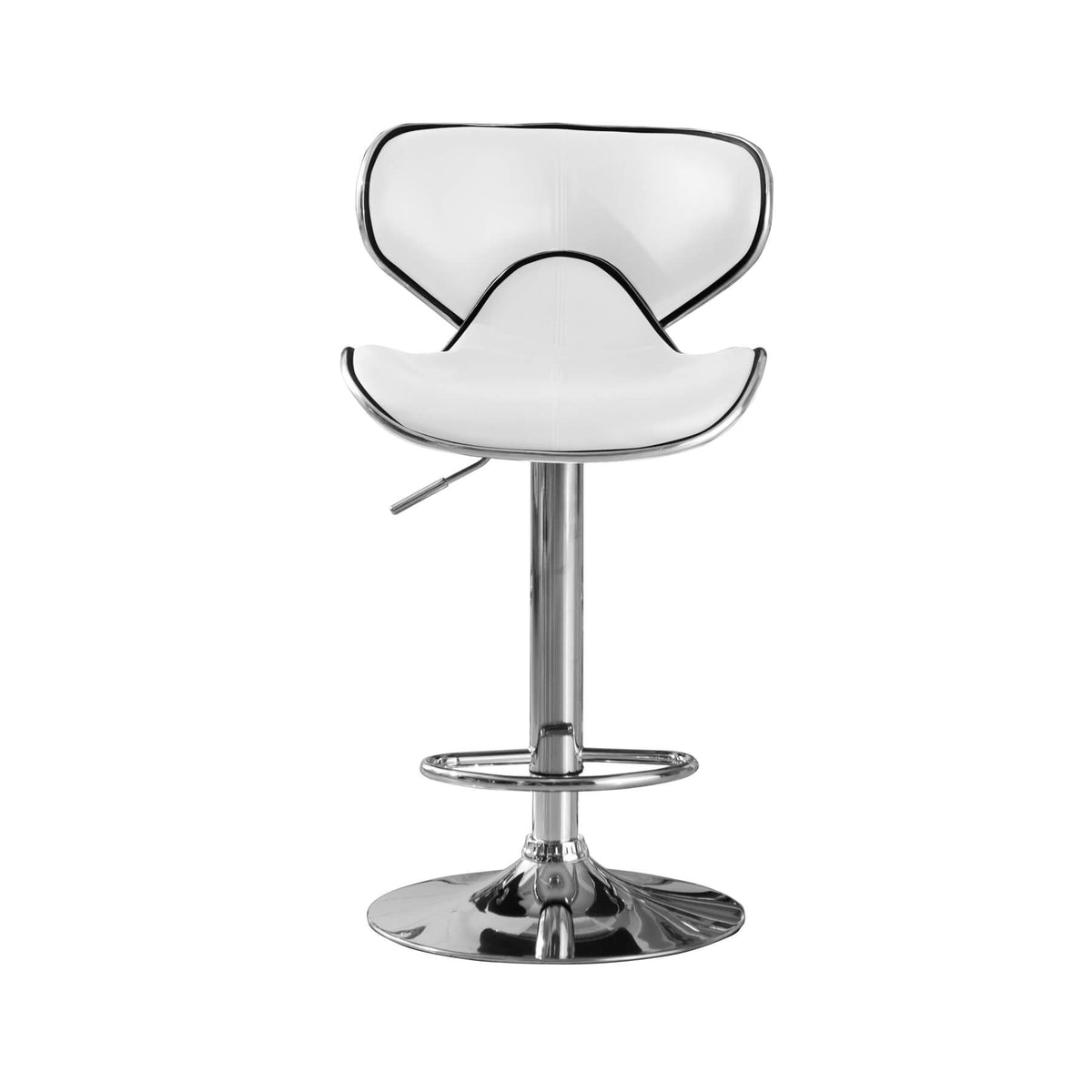 Hillside Bar Stool PU Chrome (2s) - White (Set of 2)