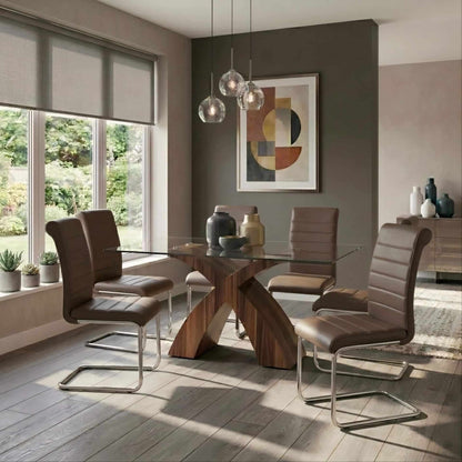 Astra PU Chairs Chrome (2s) - Brown (Set of 2)