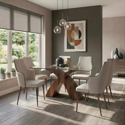 Holte Glass Dining Table Walnut Colour
