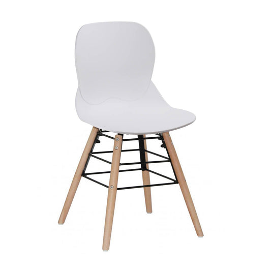 Karis Plastic (PP) Chairs with Solid Beech Legs White (4s) (Set of 4)
