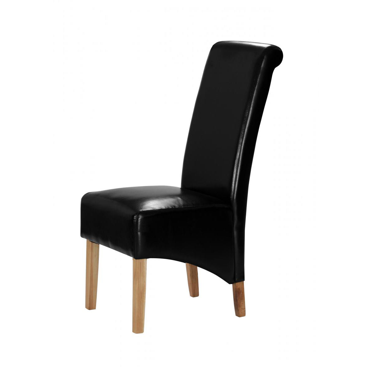 Kelsey Bonded Leather Chair Solid Oak Leg - Black (Set of 2)