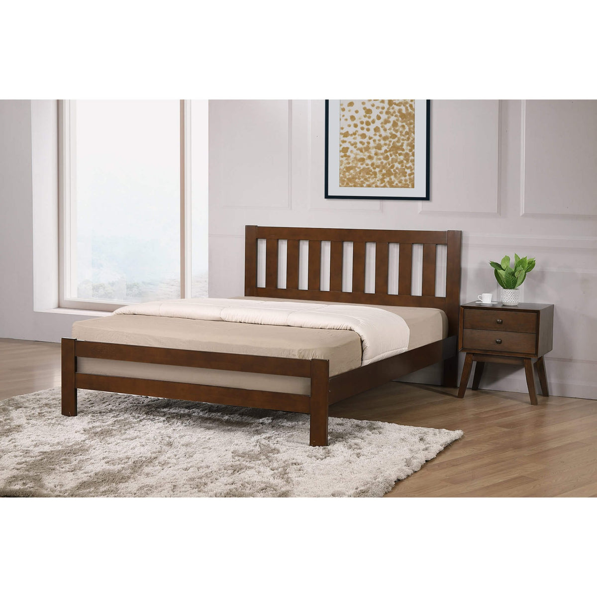 Kempton Bed Solid Hardwood Rustic Oak