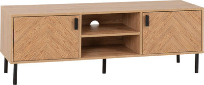 Leon 2 Door TV Unit - Medium Oak Effect