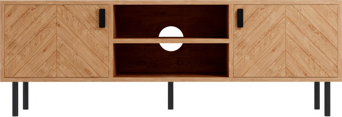 Leon 2 Door TV Unit - Medium Oak Effect