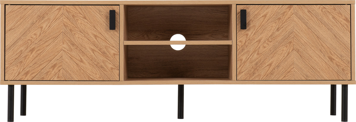 Leon 2 Door TV Unit - Medium Oak Effect