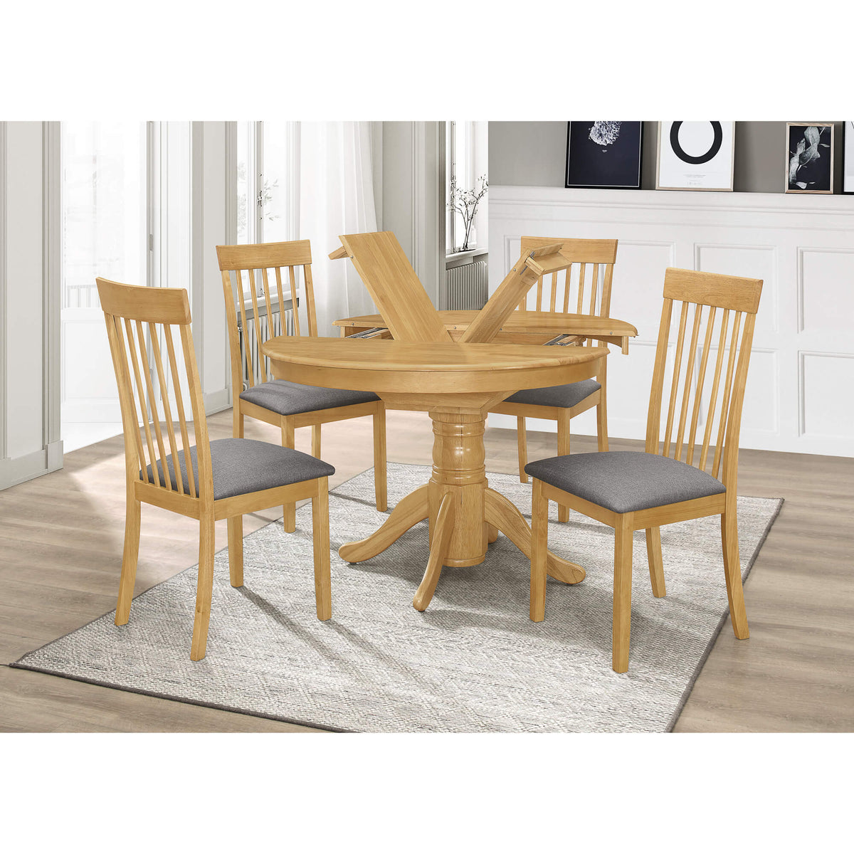 Leicester Dining Set with 4 Chairs - Mahogany
