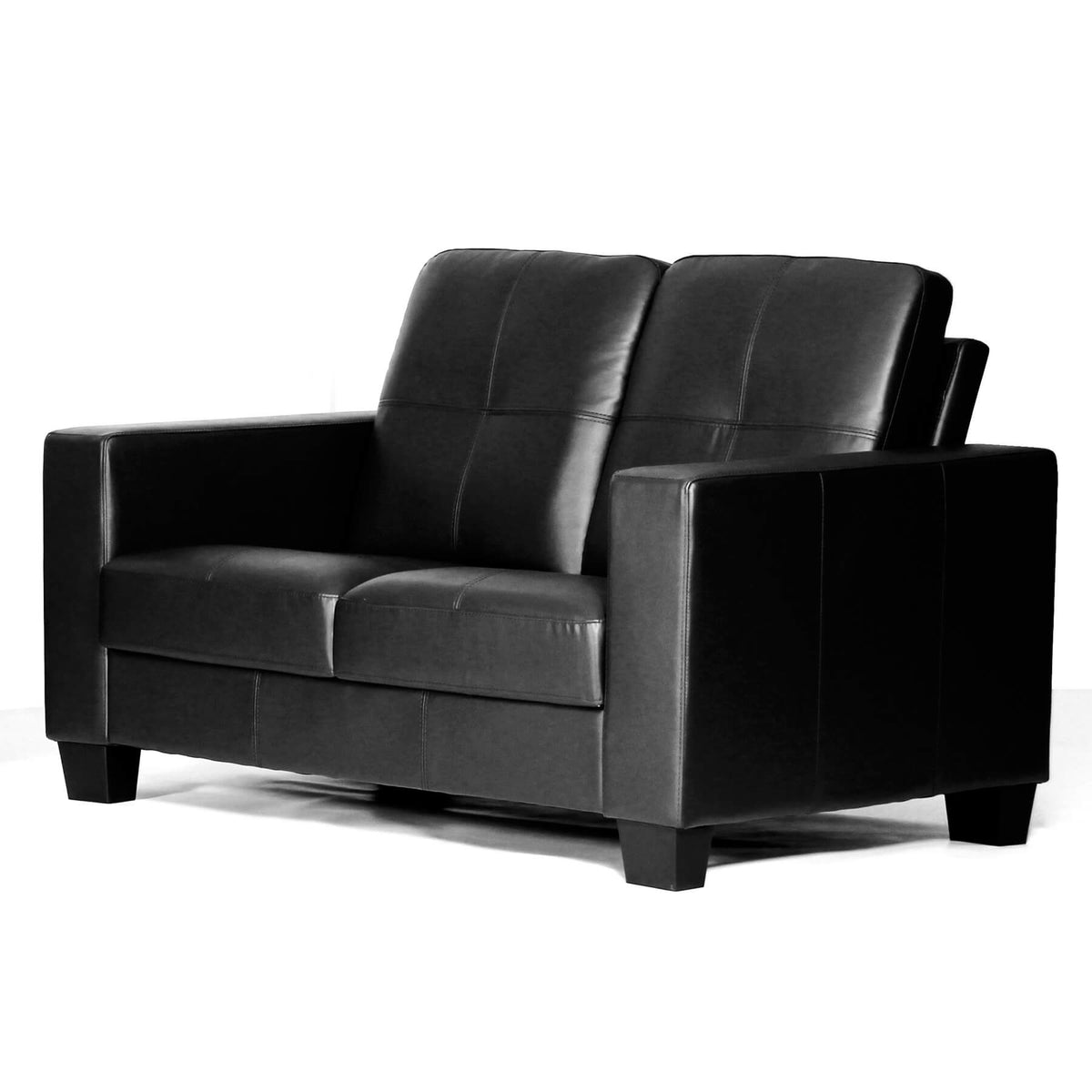 Lena Bonded Leather & PVC 2 Seater - Black