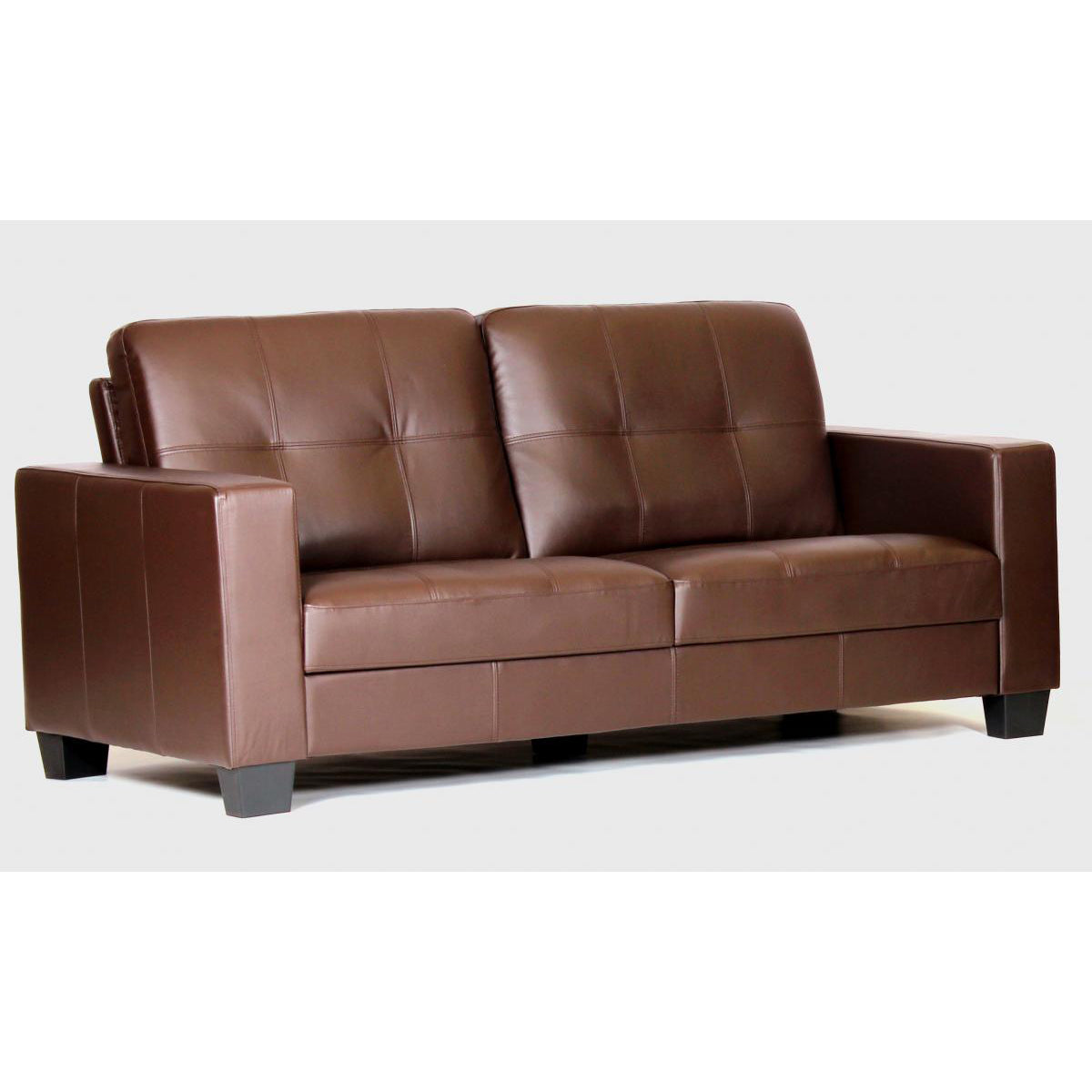 Lena Bonded Leather & PVC 3 Seater - Brown