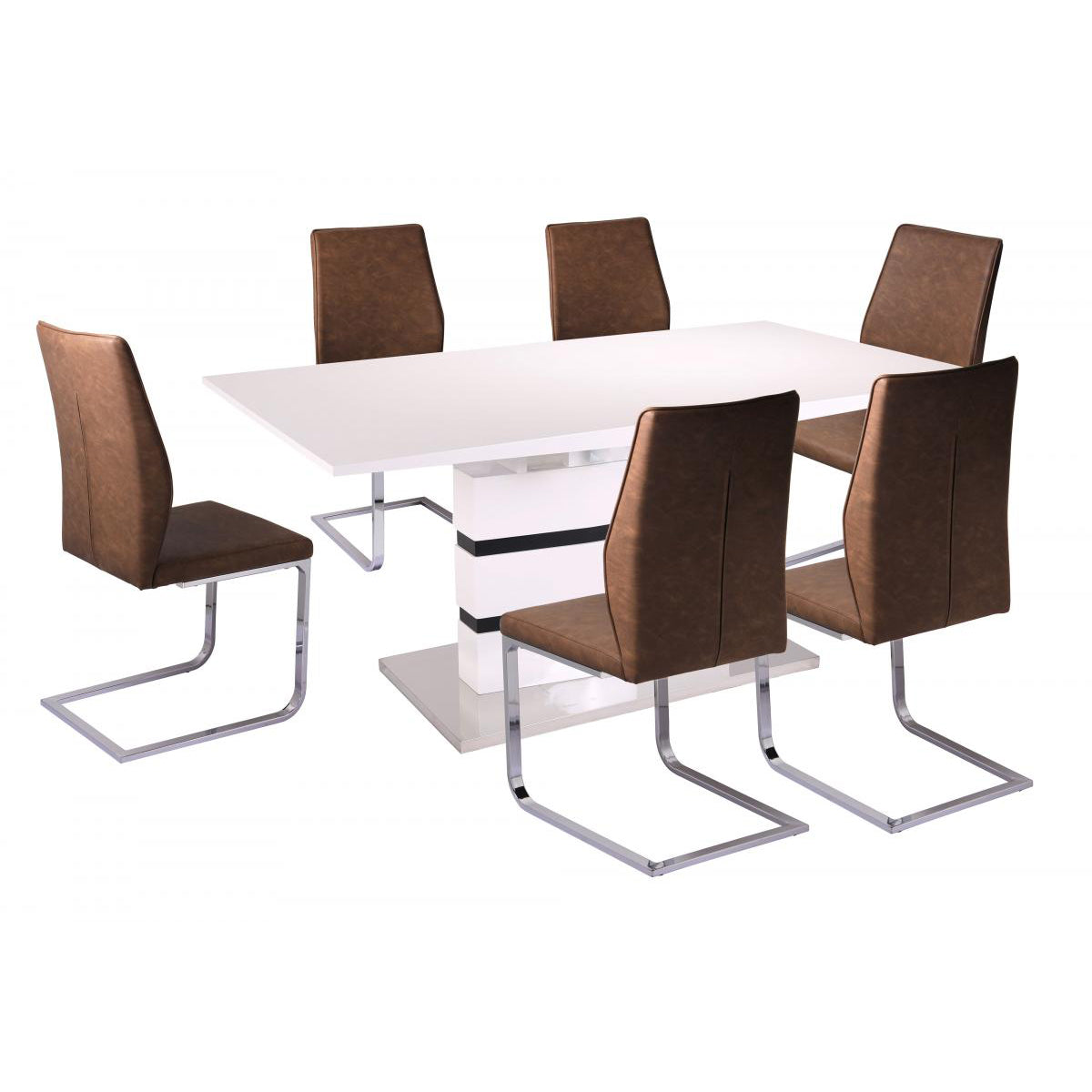 Leona PU Chairs Chrome & Brown (Set of 2)