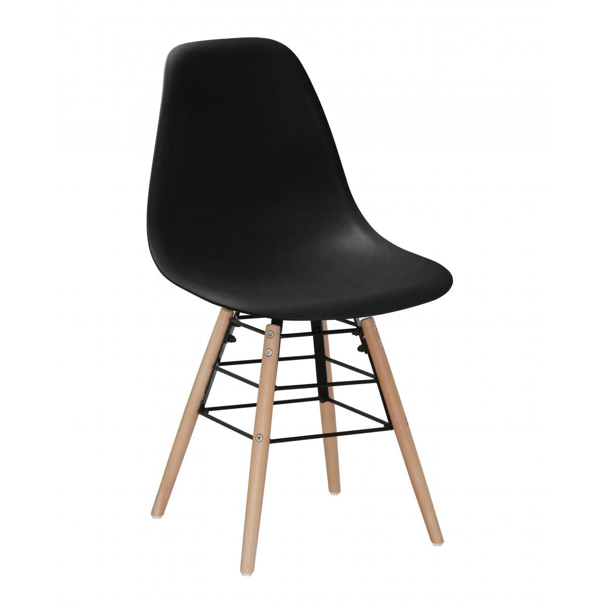 Lilly Plastic (PP) Chairs with Solid Beech Legs - Black (Set of 4)