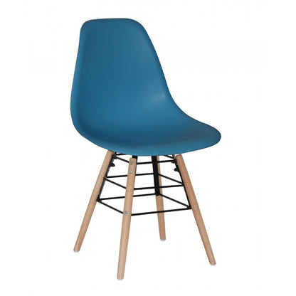 Lilly Plastic (PP) Chairs with Solid Beech Legs - Dark Blue (Set of 4)