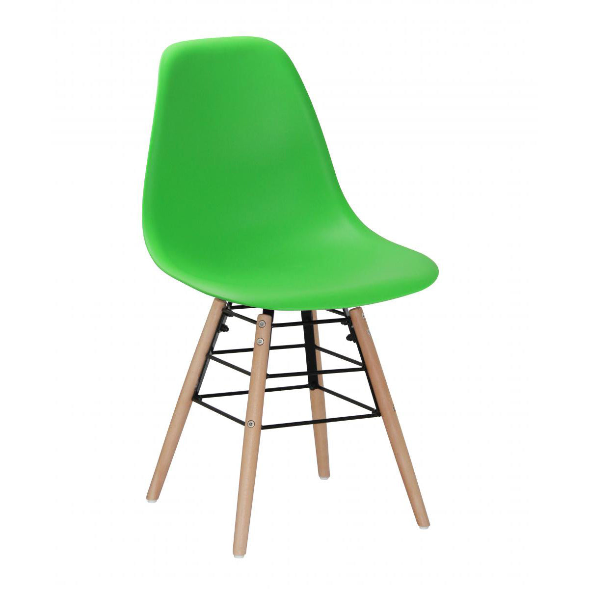 Lilly Plastic (PP) Chairs with Solid Beech Legs - Green (Set of 4)