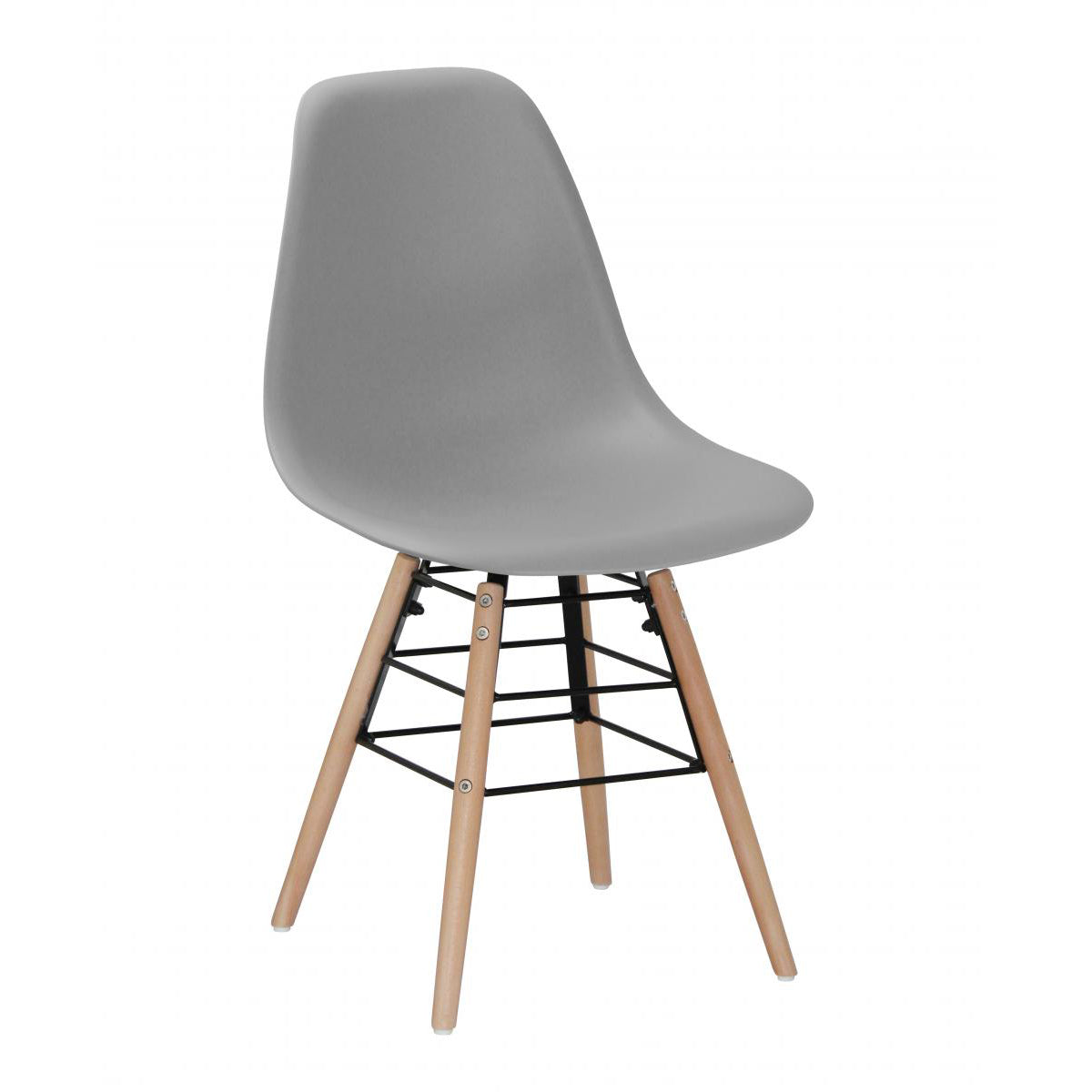 Lilly Plastic (PP) Chairs with Solid Beech Legs - Light Grey (Set of 4)