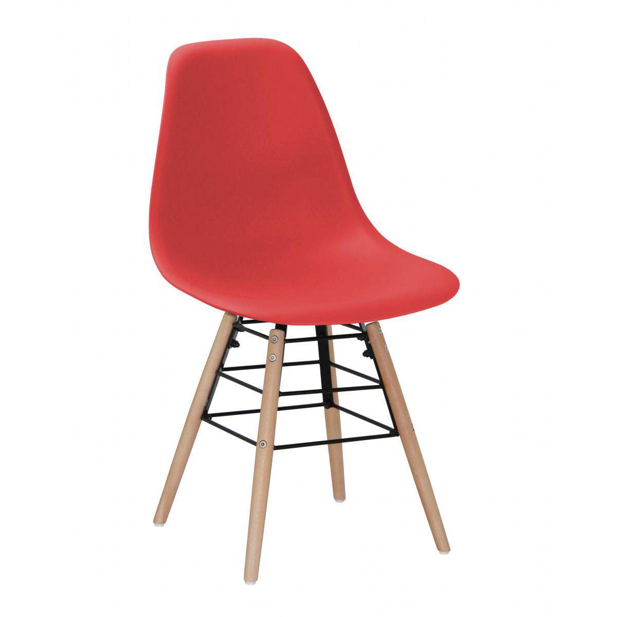 Lilly Plastic (PP) Chairs with Solid Beech Legs - Red (Set of 4)
